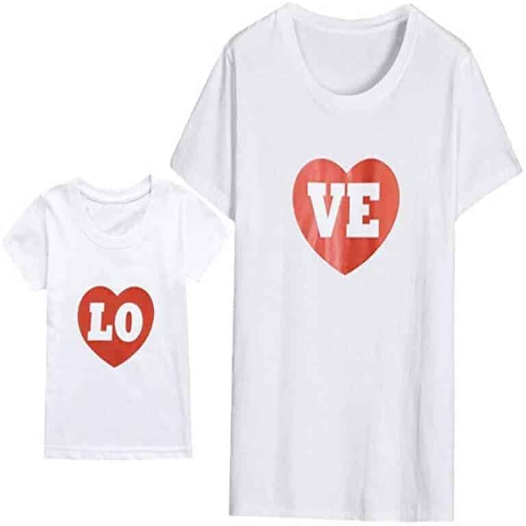Camisetas madre e hija corazon partido amor