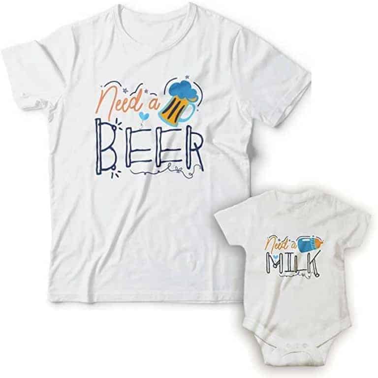 Camiseta cerveza y leche para madre y bebe