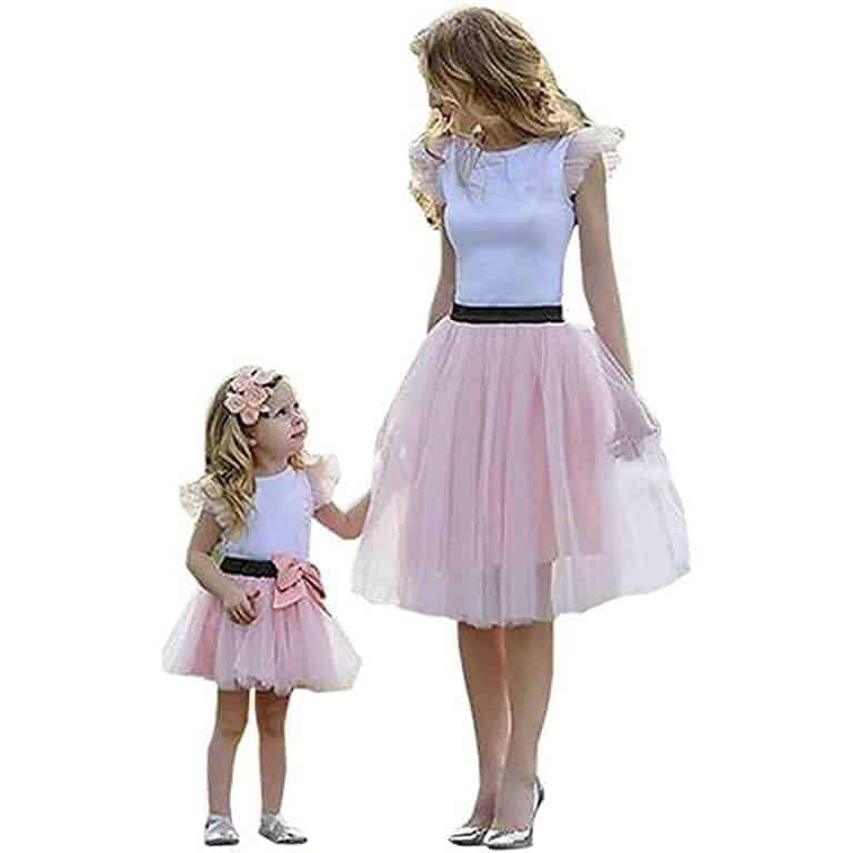 Princesas mama e hija tul rosa falda